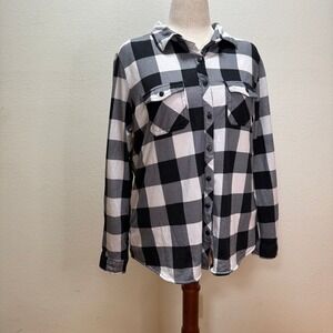 Eden & Olivia Lace-Up Corset Back 90s Grunge Edgy Flannel Shirt Women XL